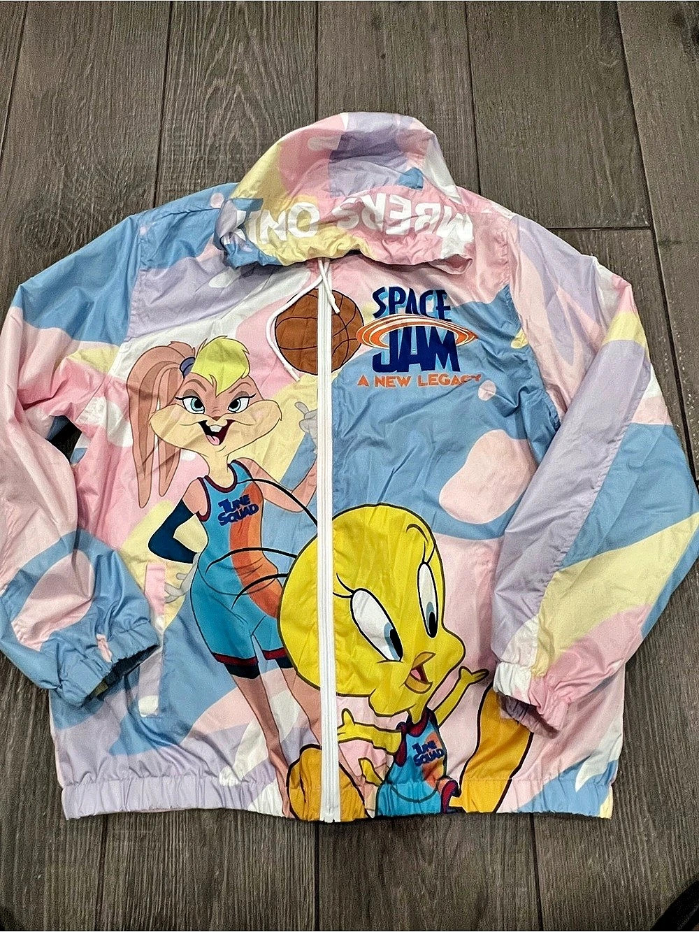 Space Jam A New Legacy jacket Color Block Jacket in Blue & Pink Size Large Like
